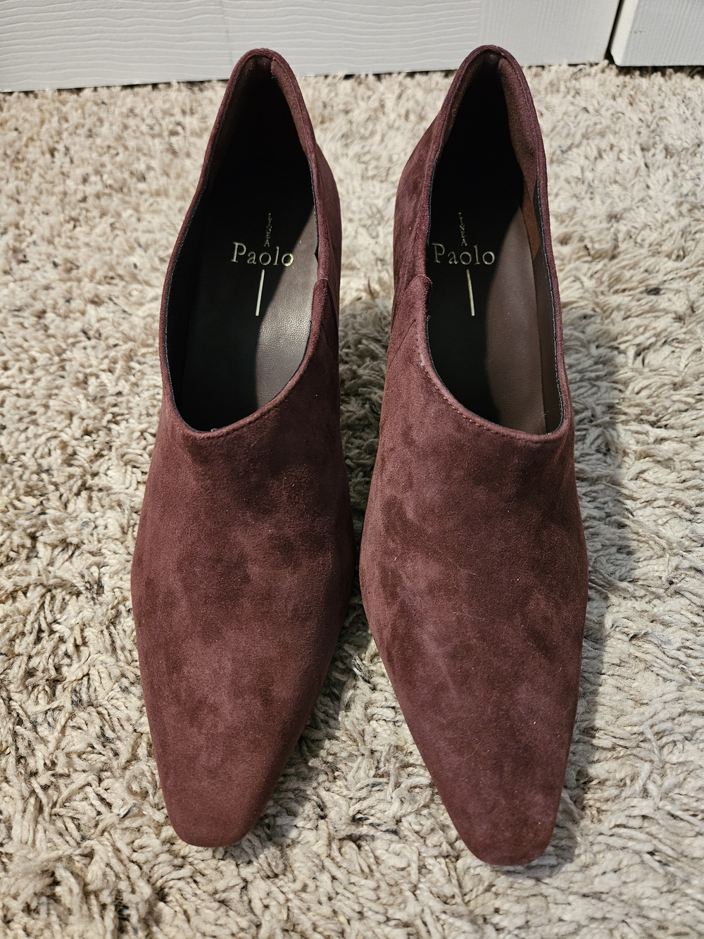 Paolo Women's Wine Suede Pointed Ankle Booties